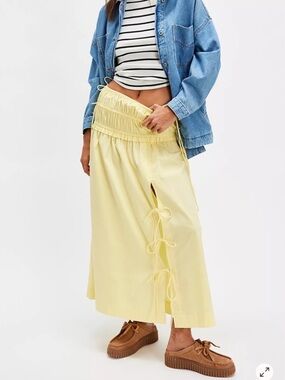 NWOT Damson Madder Charlotte Midi Skirt in Color ButterYellow Size 12
